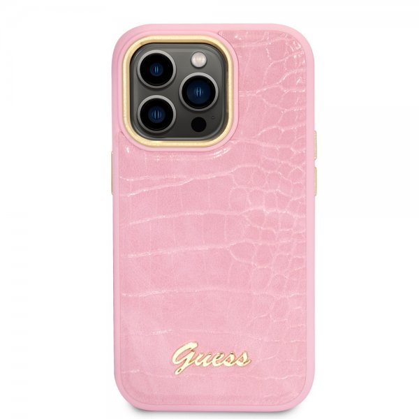 Guess iPhone 14 Pro Max Cover Croco Rosa