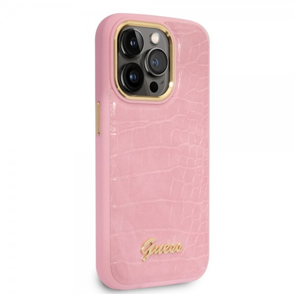 Guess iPhone 14 Pro Max Cover Croco Rosa