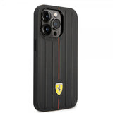Ferrari iPhone 14 Pro Max Cover Prægede Striber Rød