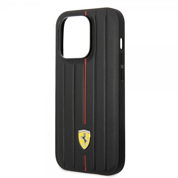 Ferrari iPhone 14 Pro Max Cover Prægede Striber Rød