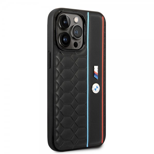 BMW iPhone 14 Pro Max Cover Hexagonal mønster Sort
