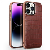 Qialino iPhone 14 Pro Max Cover Krokodillemønster MagSafe Brun