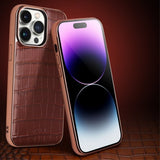 Qialino iPhone 14 Pro Max Cover Krokodillemønster MagSafe Sort