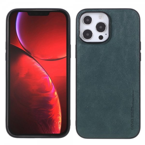 X-Level iPhone 14 Pro Max Cover Lædertekstur Grøn