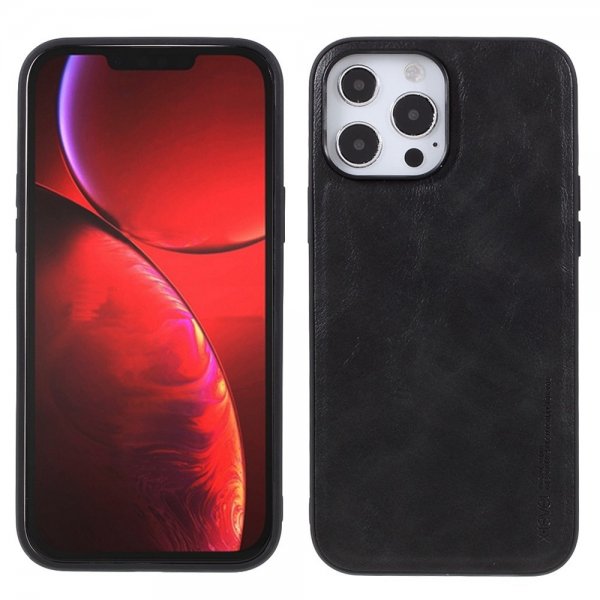 X-Level iPhone 14 Pro Max Cover Lædertekstur Sort