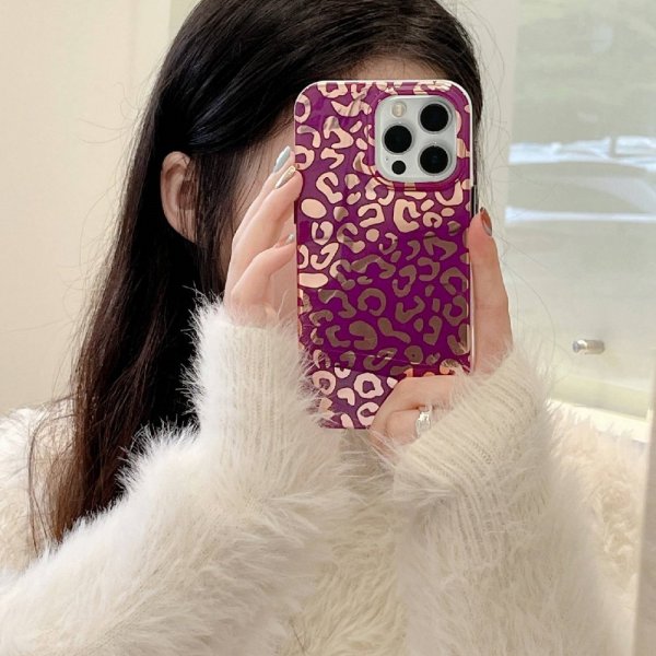 iPhone 14 Pro Max Cover Leopardmønster Lilla