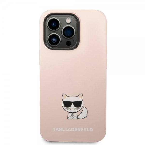 Karl Lagerfeld iPhone 14 Pro Max Cover Liquid Silicone Choupette Rosa