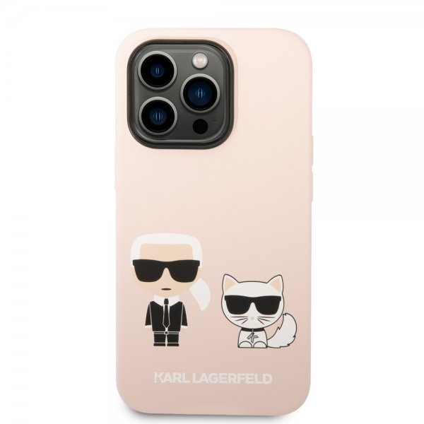 Karl Lagerfeld iPhone 14 Pro Max Cover Liquid Silicone Karl & Choupette MagSafe Pink