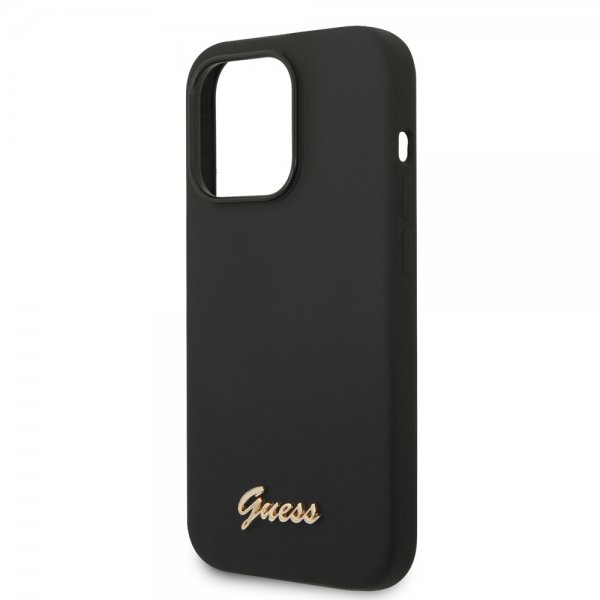 Guess iPhone 14 Pro Max Cover Liquid Silicone Metal Logo Sort