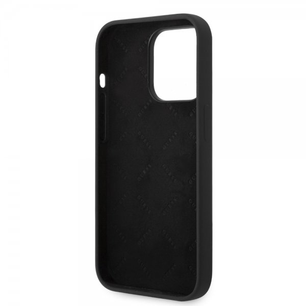 Guess iPhone 14 Pro Max Cover Liquid Silicone Metal Logo Sort