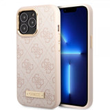 Guess iPhone 14 Pro Max Cover Metal Plate Logo MagSafe Pink