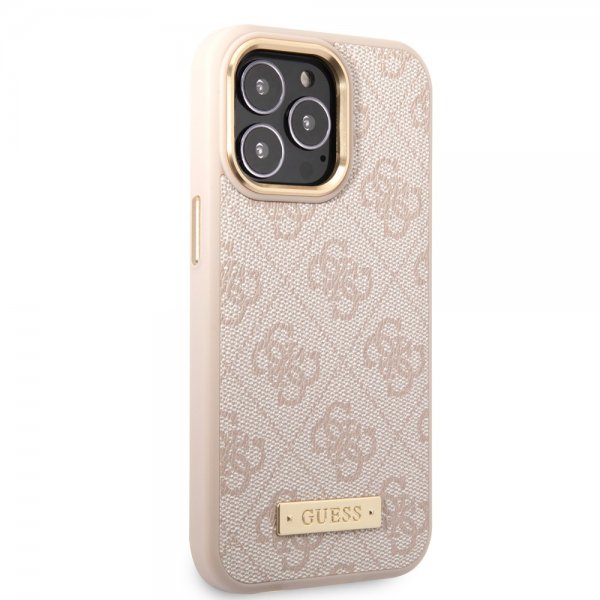 Guess iPhone 14 Pro Max Cover Metal Plate Logo MagSafe Pink