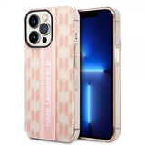 Karl Lagerfeld iPhone 14 Pro Max Cover Monogram Vertical Stripe Pink