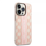 Karl Lagerfeld iPhone 14 Pro Max Cover Monogram Vertical Stripe Pink