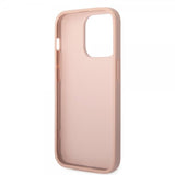 Guess iPhone 14 Pro Max Cover Saffiano Metal Logo Stripes Rosa