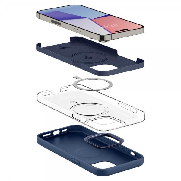 Spigen iPhone 14 Pro Max Cover Silicone Fit MagFit Navy Blue