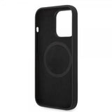 Guess iPhone 14 Pro Max Cover Silikone Metalplade MagSafe Sort