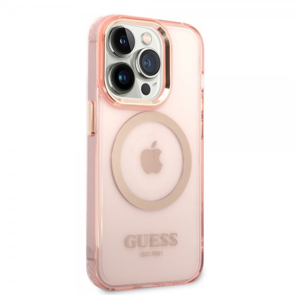 Guess iPhone 14 Pro Max Cover Translucent MagSafe Rosa