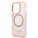 Guess iPhone 14 Pro Max Cover Translucent MagSafe Rosa