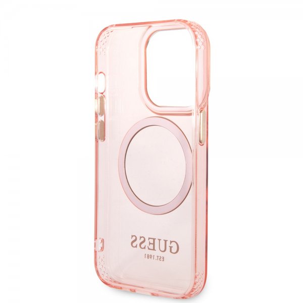 Guess iPhone 14 Pro Max Cover Translucent MagSafe Rosa