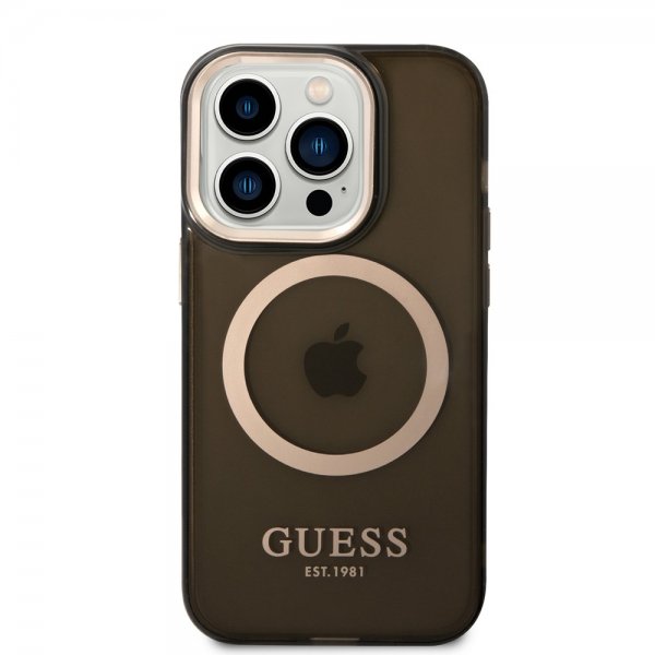 Guess iPhone 14 Pro Max Cover Gennemsigtigt MagSafe Sort