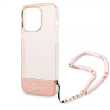 Guess iPhone 14 Pro Max Cover Translucent med strop Rosa