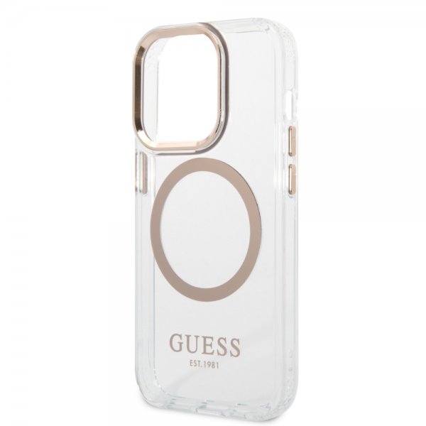 Guess iPhone 14 Pro Max Cover Transparent MagSafe Guld Transparent