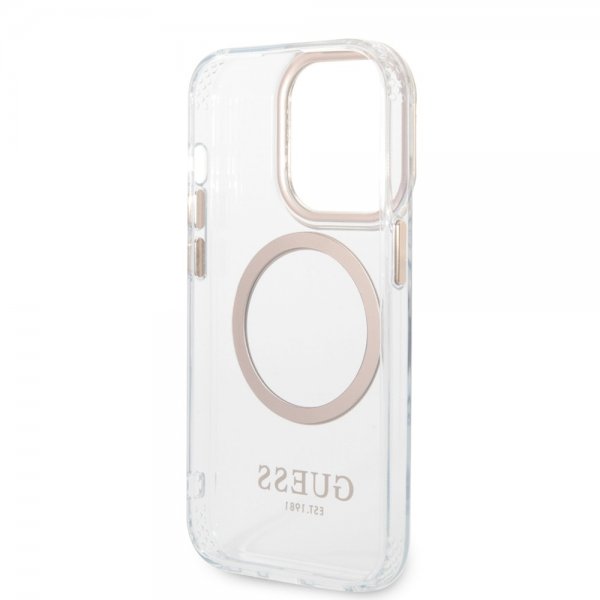 Guess iPhone 14 Pro Max Cover Transparent MagSafe Guld Transparent