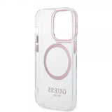 Guess iPhone 14 Pro Max Cover Transparent MagSafe Rosa Transparent