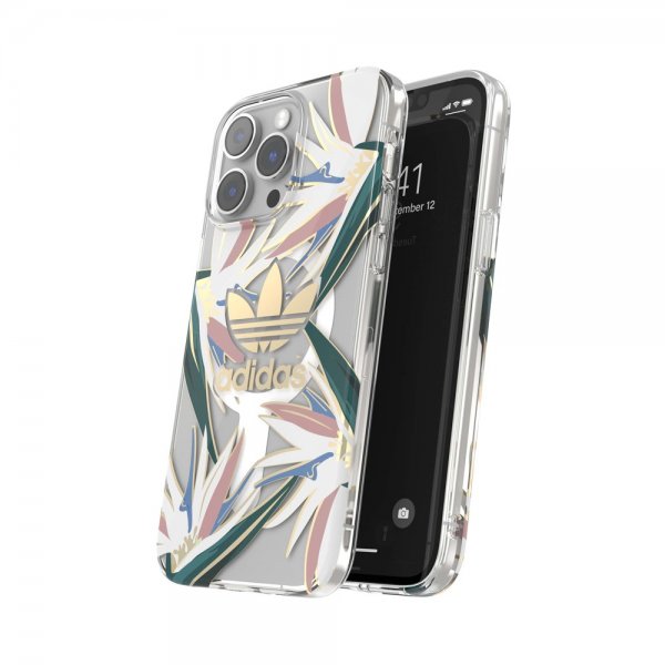 Adidas iPhone 14 Pro Max Cover Trefoil Klar Etui MagSafe Gold