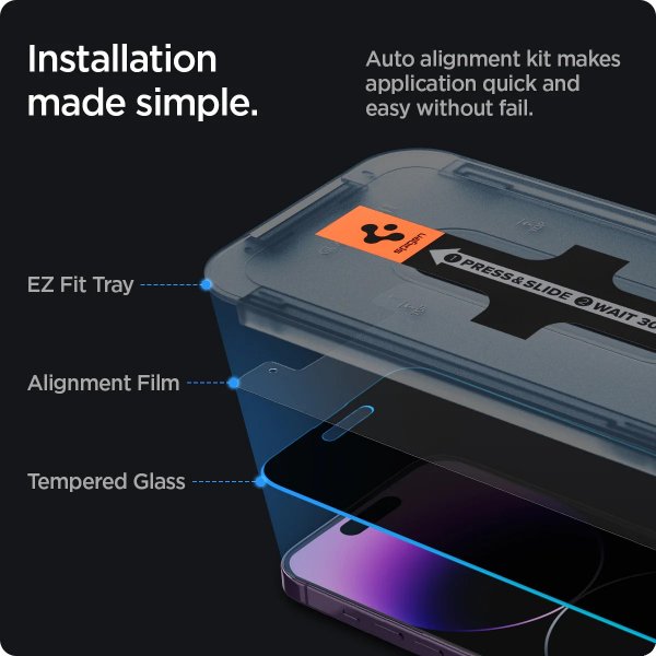 Spigen iPhone 14 Pro Max Skærmbeskyttelse GLAS.tR EZ Fit Privacy 2-pak