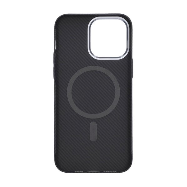 iPhone 14 Pro Cover Kulfibermønster MagSafe Sort