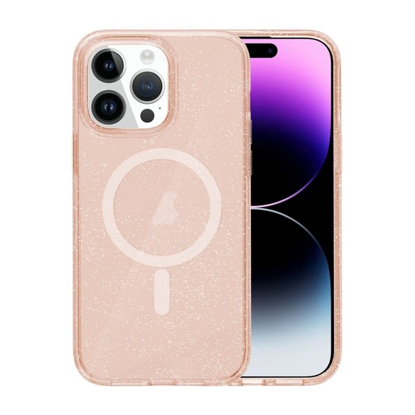 iPhone 14 Pro Cover Glitter MagSafe Guld