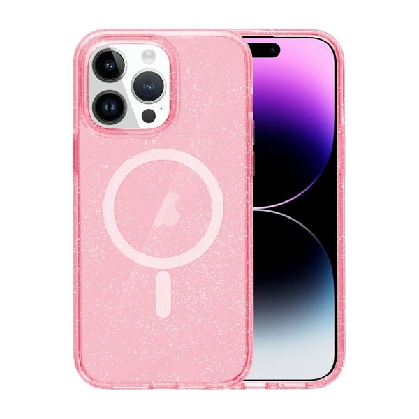 iPhone 14 Pro Cover Glitter MagSafe Rosa