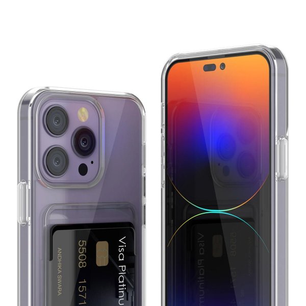 Rvelon iPhone 14 Pro Cover Kortholder Gennemsigtig