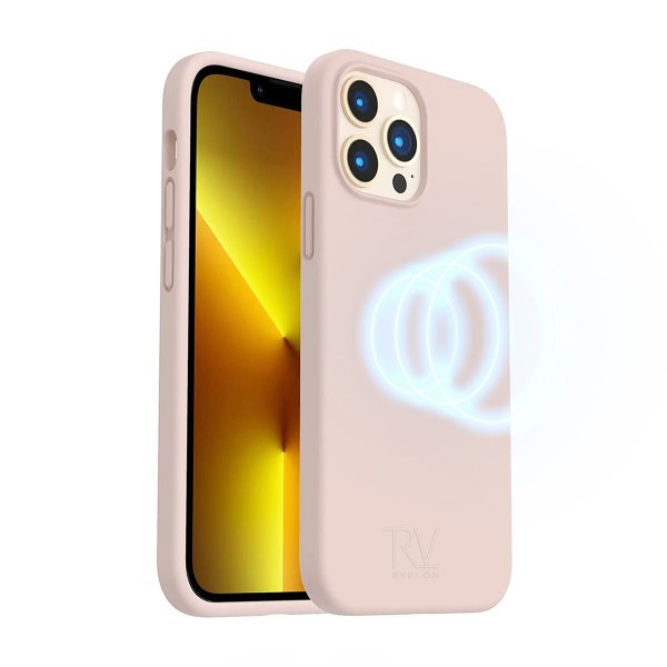 Rvelon iPhone 14 Pro Cover Silikone MagSafe Sandrosa