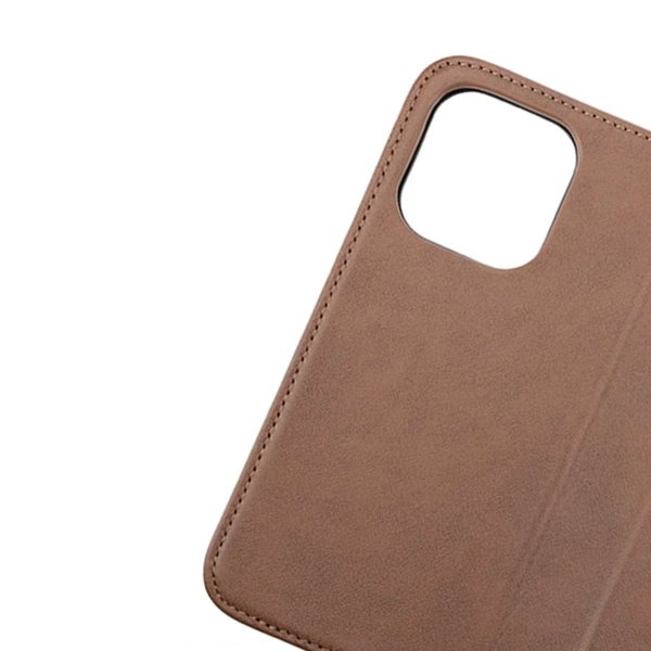 Rvelon iPhone 14 Pro Cover Ægte læder Kortlomme Brun