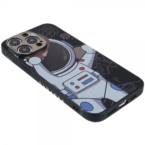 iPhone 14 Pro Cover Astronaut Sort Grå