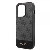 Guess iPhone 14 Pro Cover Bottom Stripe Metal Logo Grå