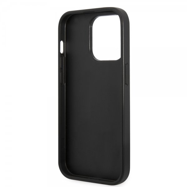 Guess iPhone 14 Pro Cover Bottom Stripe Metal Logo Grå