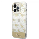 Guess iPhone 14 Pro Cover Bottom Stripe Script Logo Guld