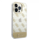 Guess iPhone 14 Pro Cover Bottom Stripe Script Logo Guld