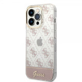 Guess iPhone 14 Pro Cover Bottom Stripe Script Logo Rosa