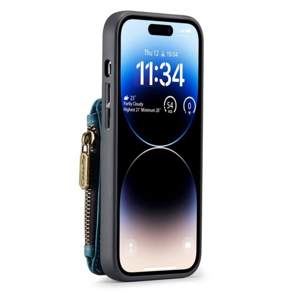 CaseMe iPhone 14 Pro Cover C20 Kortlomme Lynlås Petrol