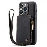 CaseMe iPhone 14 Pro Cover C20 Kortlomme Lynlås Sort