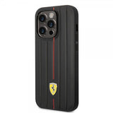 Ferrari iPhone 14 Pro Cover Embossed Stripes Rød