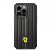 Ferrari iPhone 14 Pro Cover Embossed Stripes Rød