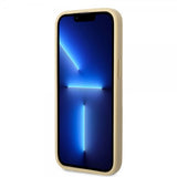 Guess iPhone 14 Pro Cover Glitter Flakes Metal Logo Guld