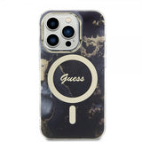 Guess iPhone 14 Pro Cover Golden Marble MagSafe Sort