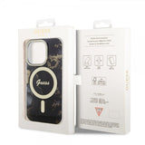 Guess iPhone 14 Pro Cover Golden Marble MagSafe Sort